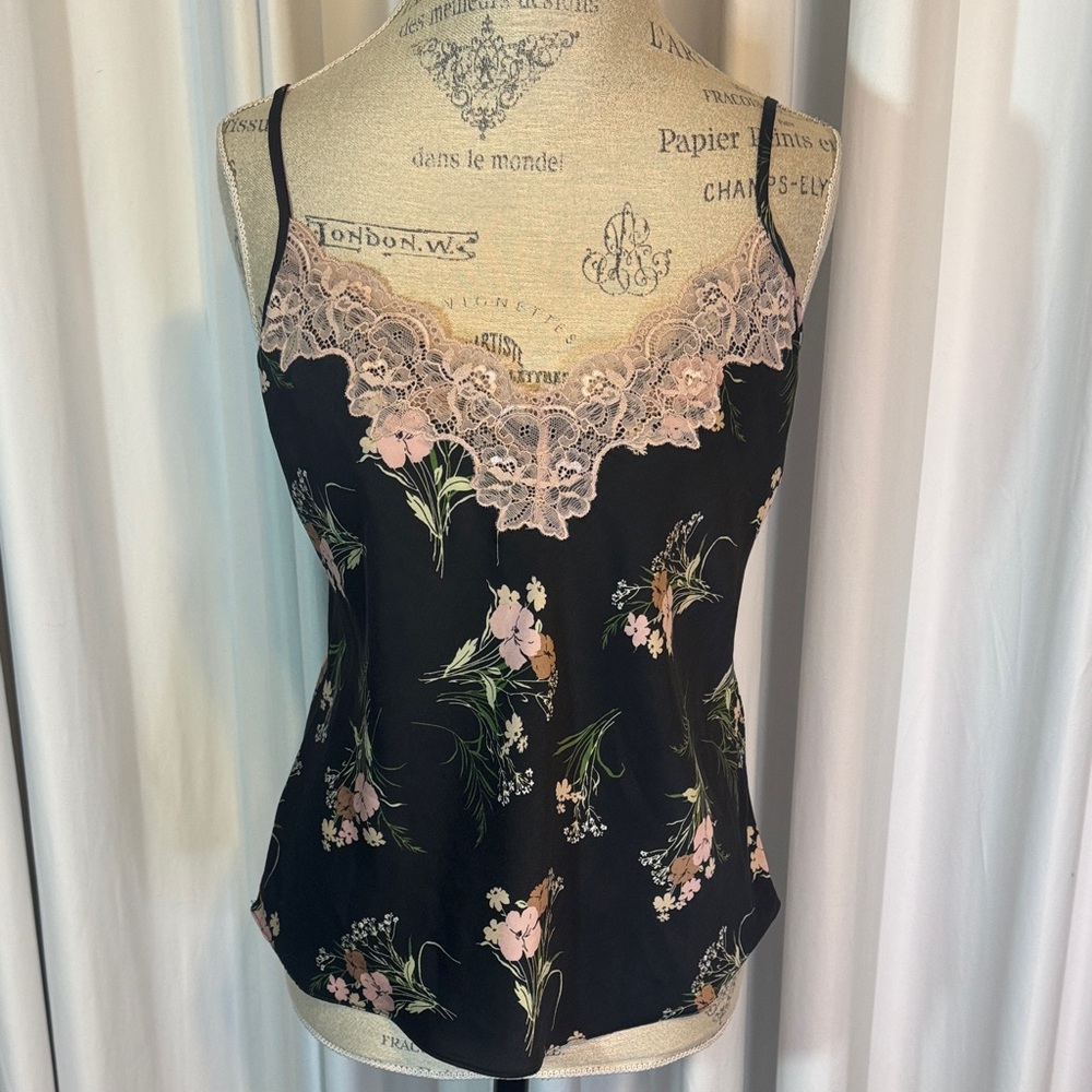 INC Floral Lace Trim Camisole Top